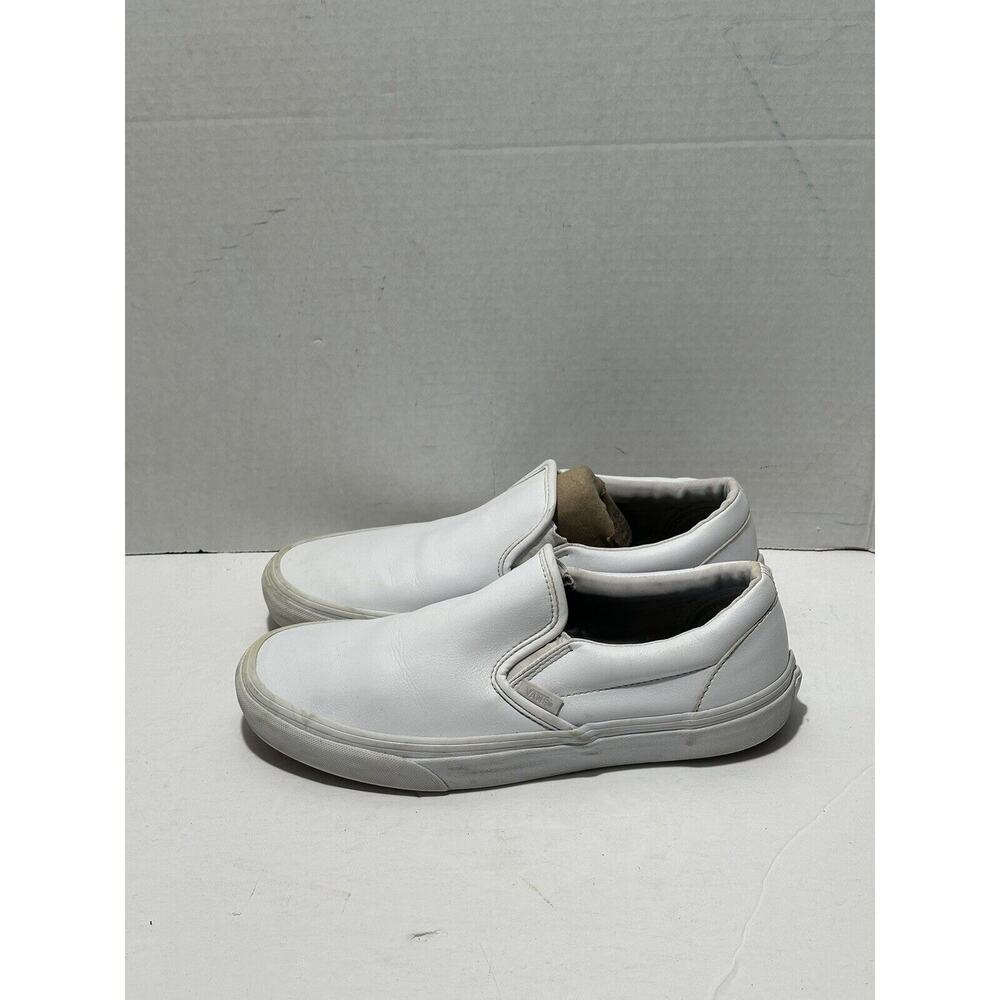 Vans Off The Wall 507452 White Leather Casual Slip On Sz Men 8.5 / Women 10 Shoe